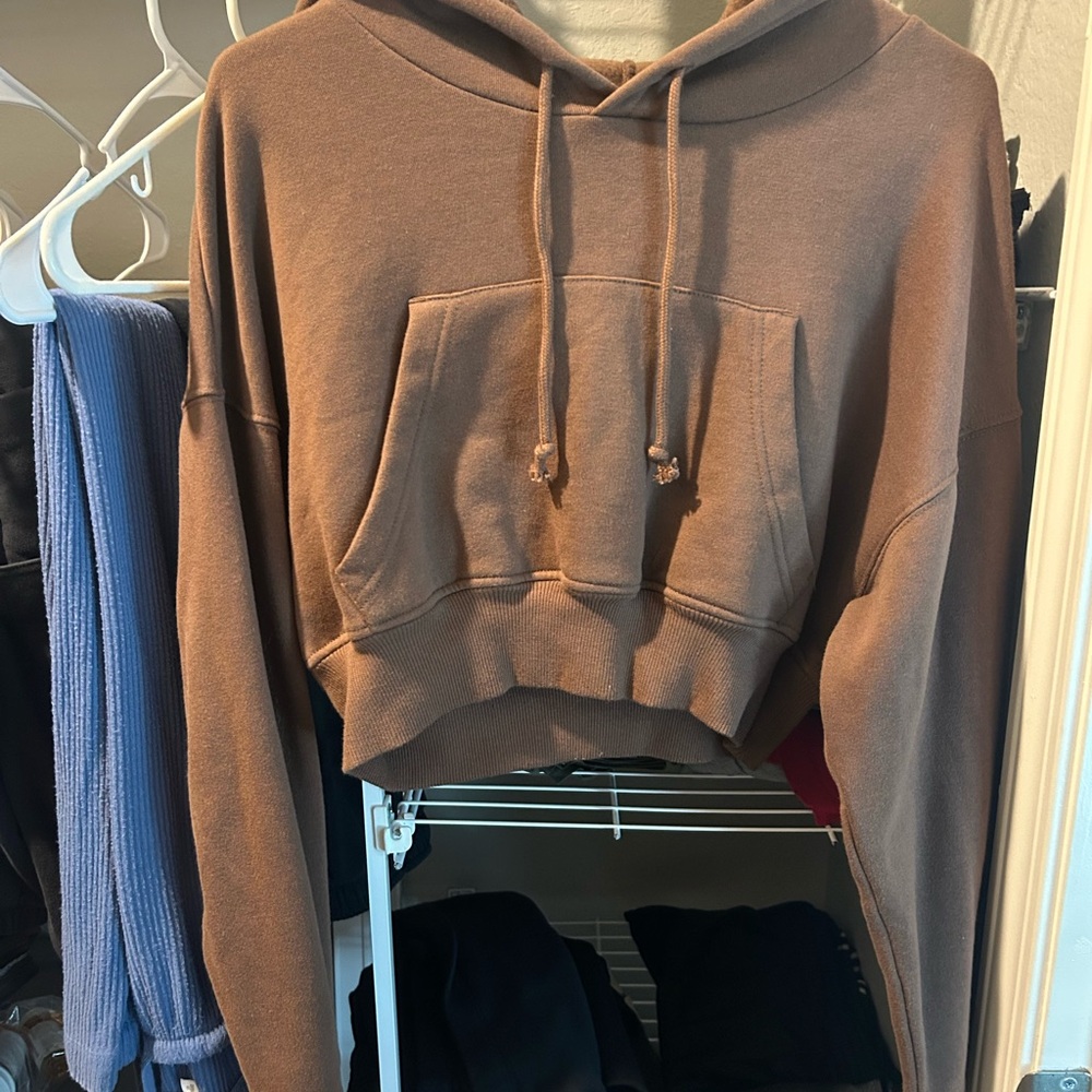 PacSun Brown Cropped Hoodie Sweater